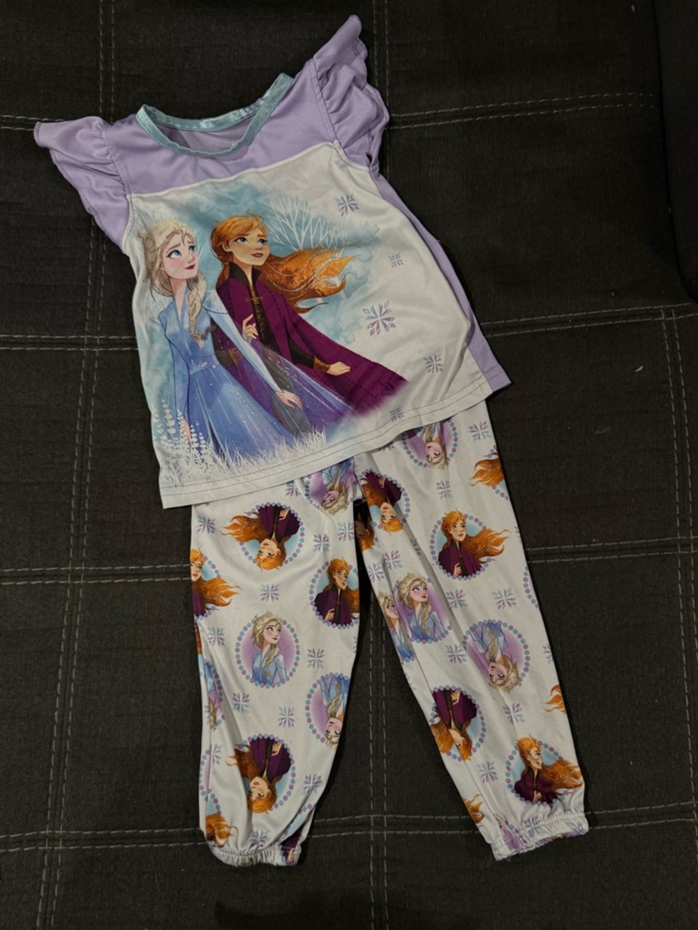 Disney Lavender and White Frozen II Pajama Set - Elsa & Anna